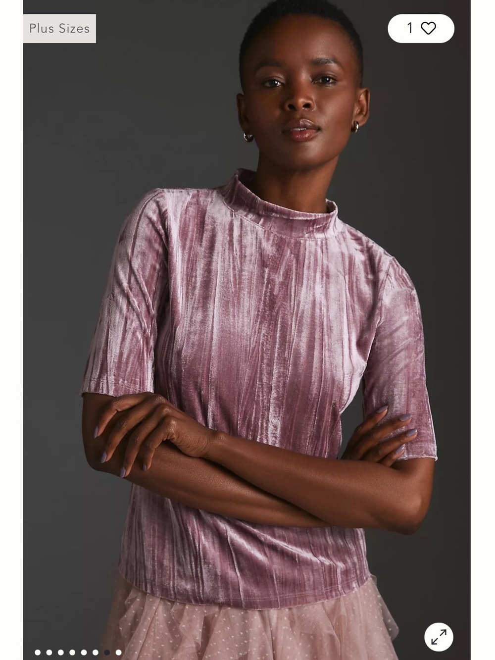 ANTHROPOLOGIE PILCRO Pilcro Velveteen Mock-Neck Top Lilac Purple Size Medium